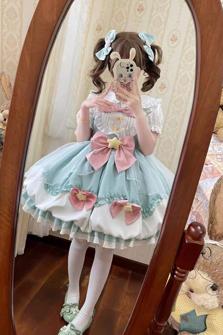 Little Wishing Star Ruffle Bowknot Bud Sweet Lolita Jsk Dress 5 Colors - Product - 17