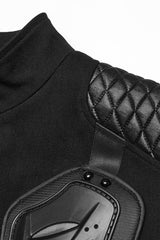 Black Stand Collar Armour Stitching Men's Punk Vest - Product - 5