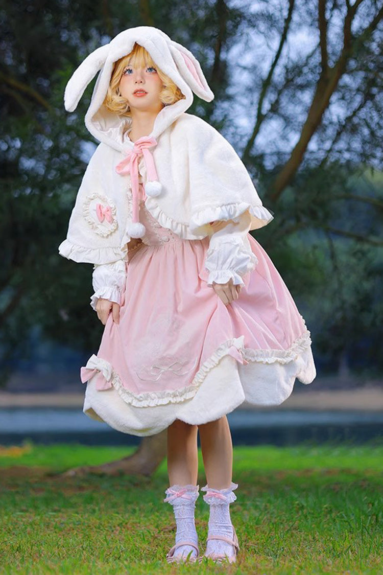 Rosa Hirschmuster, Stickerei, Schleife, Prinzessin, Herbst und Winter, süß (Kleid einzeln), Detailansicht 2