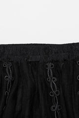 Black Floral Embroidery Mesh Women's Gothic Skirt - Product - 6