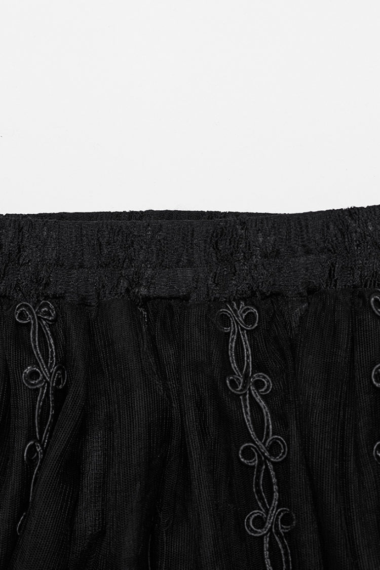 Black Floral Embroidery Mesh Women's Gothic Skirt - Product - 6