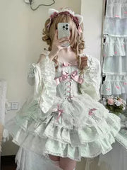 Detachable Sleeve Lace-Up Sweet Ballet Lolita JSK Set – 5 Colors detail view 6