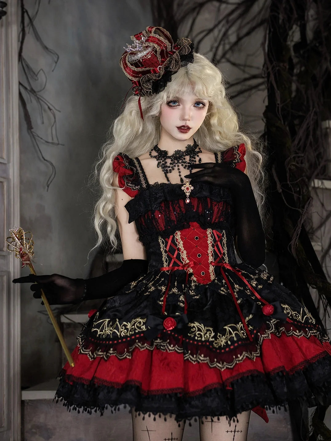 Blood Pact Gothic Lolita JSK dress full outfit view
