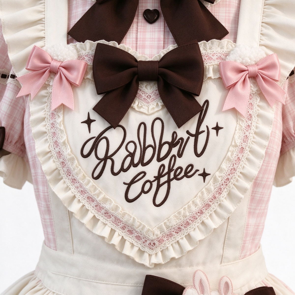 Sweet Plaid and White Lace Maid Lolita Dress with Apron - view 9