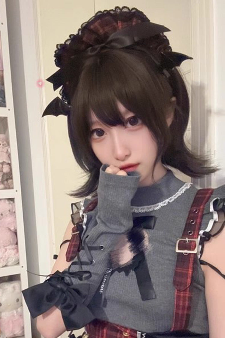 Schulterlange kurze Perücke mit Air Bangs Sweet-Lolita Stil 2 Farben Detailansicht 3