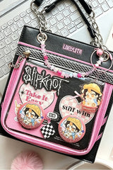 Small‑Load Square Chain Sweet Lolita Top‑Handle Shoulder & Crossbody Ita Bag 4 Colors - Black/Pink - 2