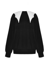Black/White Point Peter Pan Collar Collar Long Sleeves Women's Gothic Vintage College Sweatshirt - Product - 21