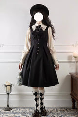 Black Night Raven Magic Metal buttons Gothic Lolita Dress - Product - 5