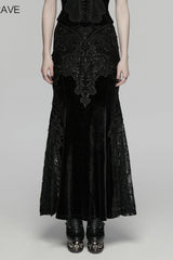 Black Cut-Out Embroidered Lace Slim Fishbone Women's Gothic Elegant Gorgeous Skirt - Product - 4