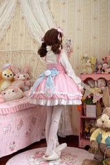 Cute Party Multi-layer Ruffle Bowknot Sweet Princess Lolita Jsk Dress 2 Colors - Product - 6