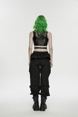 Pleated Women's Punk Ruffled Hem Big Pockets Cargo  Pants cool - Product - 2