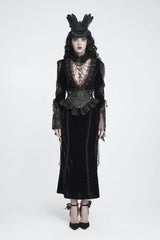 Black Lace Slim Fit Buckled Zippered Pleated Women's Gothic Girdle - Product - 7