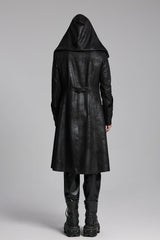 Black Zip Pleated Hooded Men's Gothic Jacket - Product - 6