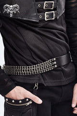 Black Asymmetric Chain-Decorated Men's Punk Belts - Product - 3