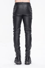 Black Studded Lace Up Leather Men's Punk Pants - Product - 4