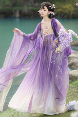 Purple [Legends of the Tang Dynasty] High Waisted Printed Embroidered Women's Classic Hanfu Dress Set - Product - 3