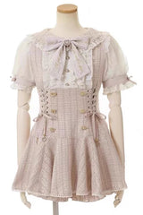 Japanese Lace Sweet Jirai Kei Dress Blouse Shorts Set 2 Colors - Pink - 1