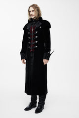 Western Fashion Gothic Pattern Event Shawl Collar Black Mens Velveteen Long Coats - Product - 2