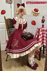 Little Sea Whale Navy Sailor Short Sleeves Sweet Lolita OP Dress 3 Colors - Product - 4