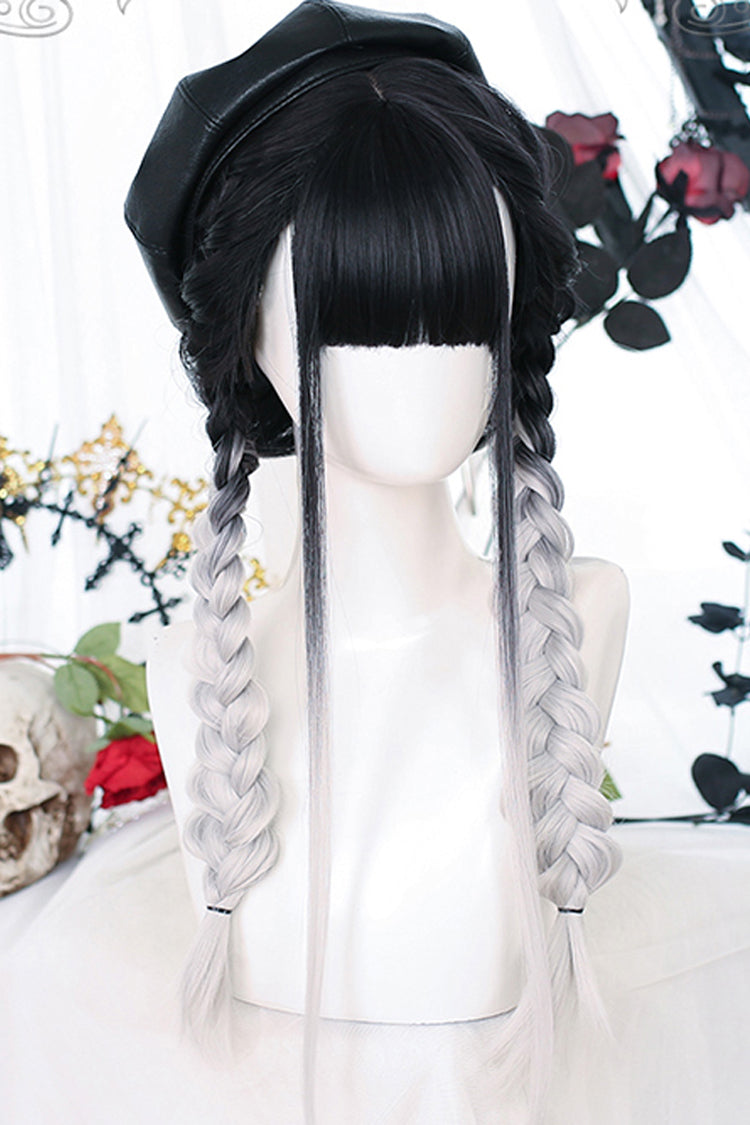 Black Natural Gradient Long Straight Classic Lolita Wig - Black - 1