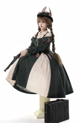 Dark Green Long Sleeves Ruffle Embroidery Bowknot Gothic Princess Lolita Dress - Product - 5