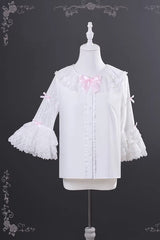 Pink [Cherry Blossom Letter] Sleeveless Multi-Layered Ruffled Embroidered Open-Front Bow Gorgeous Sweet Lolita Jsk Dress - Blouse - 7