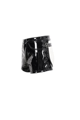 Black Sexy Stretch Patent Leather Detachable Gusseted Women's Punk Shorts - Product - 8