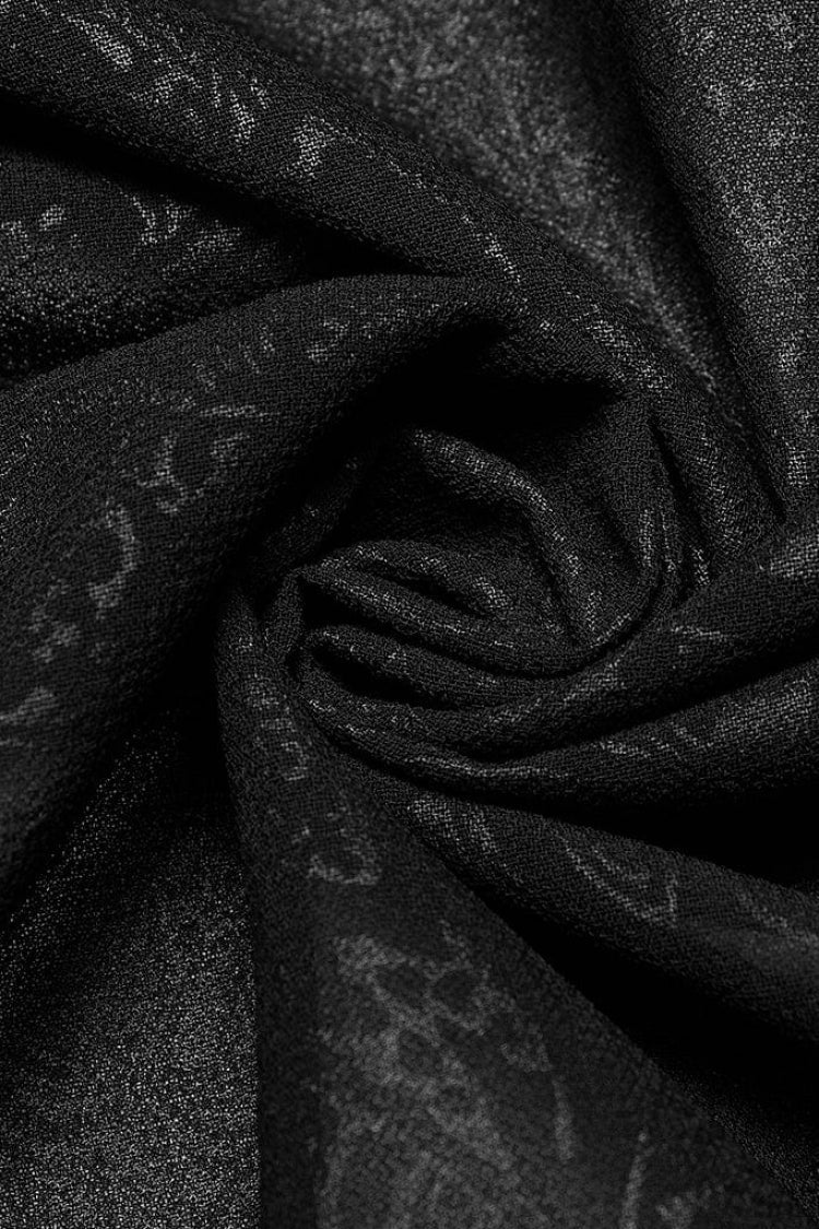 Black Stand Collar Ruffle Floral Embroidery Mens Gothic Blouse - Product - 8