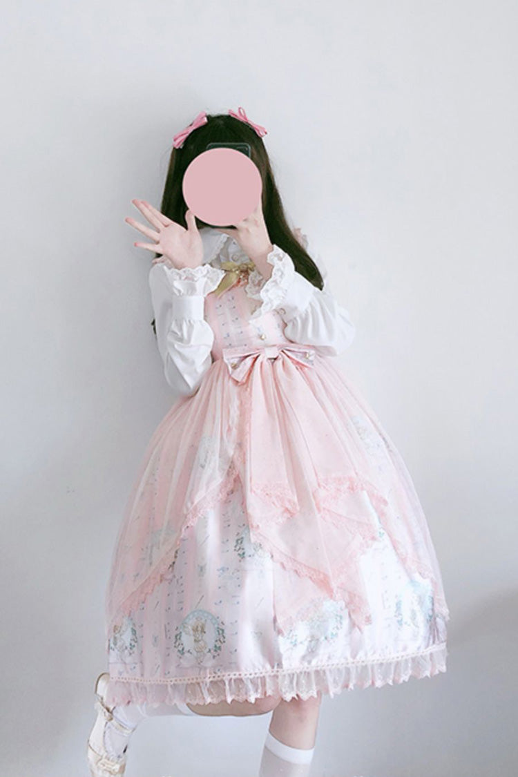 [Angel's Hymn] Print Ruffle Bowknot Sweet Lolita Jsk Dress 2 Colors - Product - 2