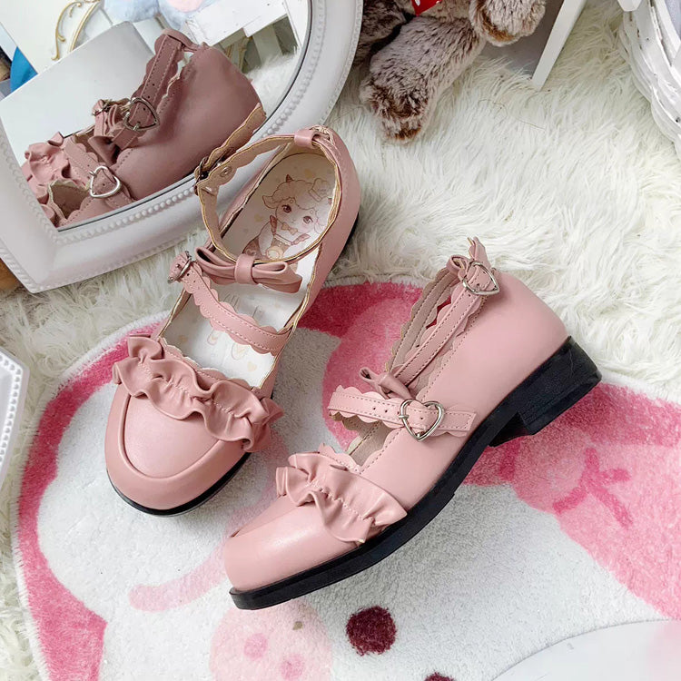 Sweet Ruffle Bowknot Japanese Lolita Shoes 15 Colors - Product - 13