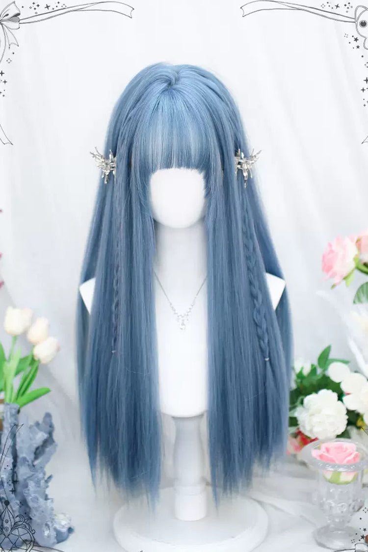 Blue Secondary Sweet Lolita Long Straight Wigs - Blue - 1