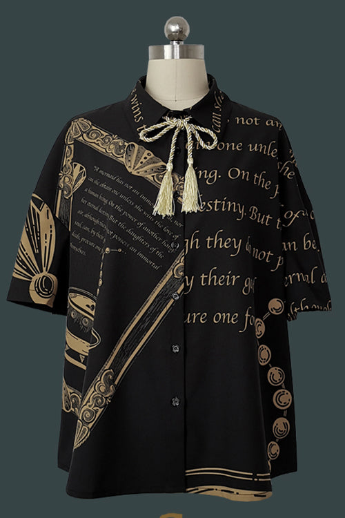 Black Handsome Little Prince Print Loose Ouji Lolita Shorts - Product - 5