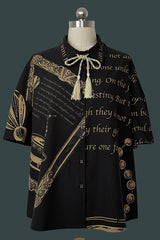 Black Handsome Little Prince Print Loose Ouji Lolita Shorts - Product - 5