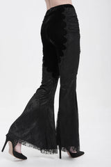 Black Floral Embroidery Stitching Lace Women's Gothic Pants - Product - 11