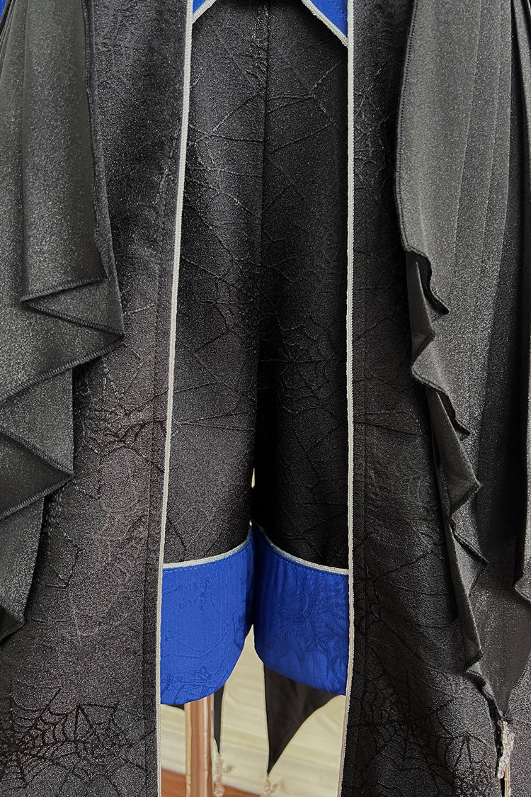 Black/Blue Courtly Knight-Style Long Sleeves Ruffle Embroidery Prince Ouji Lolita Set - Product - 15