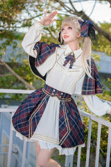 Little Idol Multi-Color Plaid Print Ruffle Sweet Lolita Skirt - Product - 5