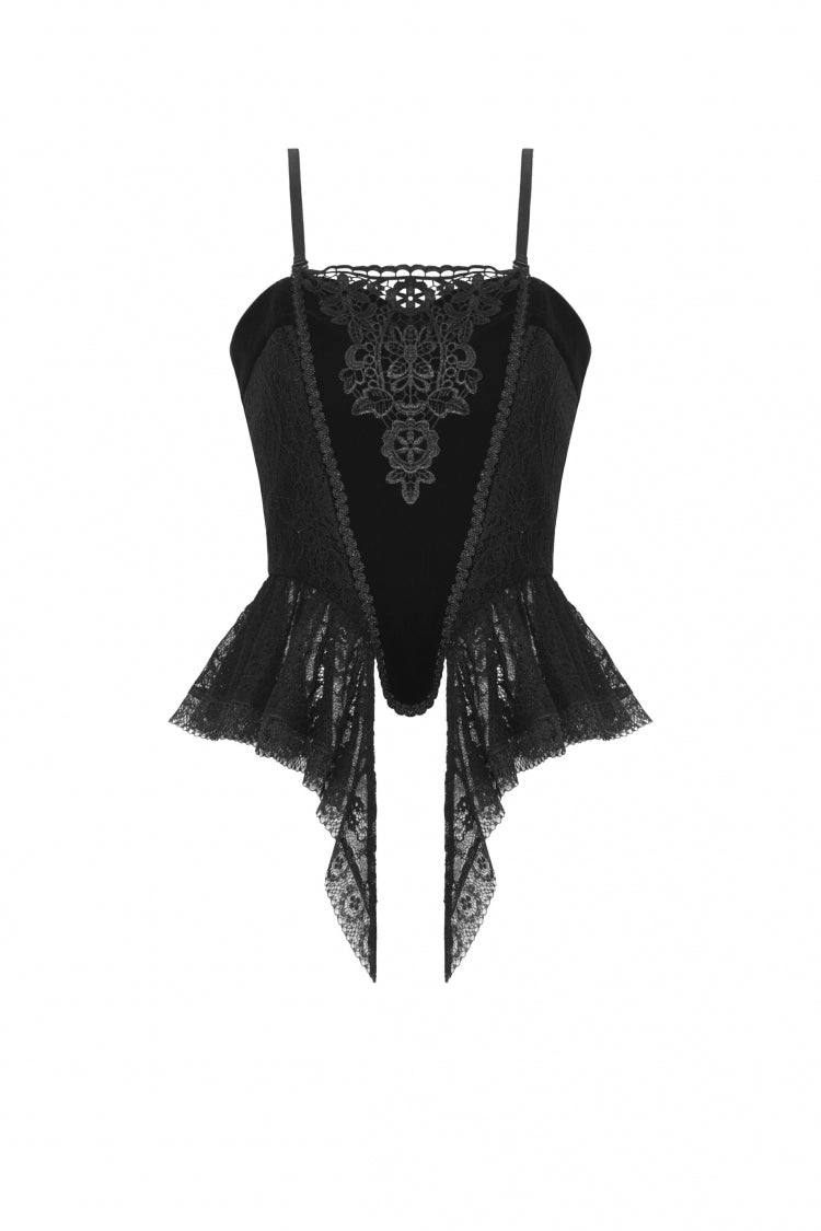 Black Sleeveless Floral Embroidered Velvet Women's Gothic Corset - Product - 3
