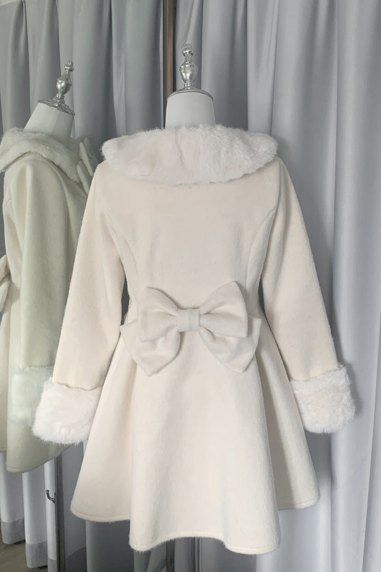 Snow Plush and Thickened Long Sleeves Bowknot Sweet Lolita Coat 2 Colors - Product - 9