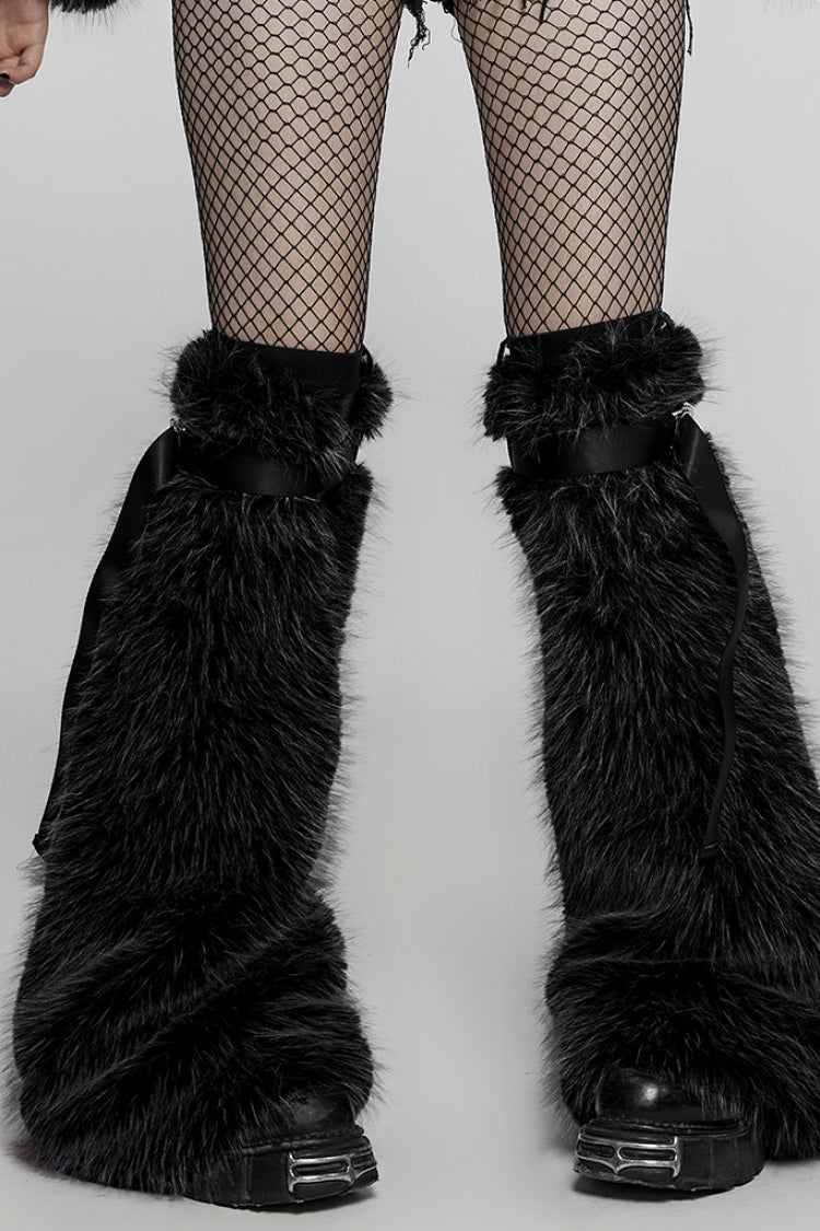 Woolen Detachable Women's Steampunk Leg Warmers 2 Colors - Black - 1
