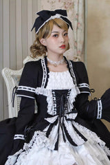 [Miss Rella] Short Sleeves Multi-Layered Ruffle Cardigan Bowknot Lace-Up Sweet Lolita Dress 9 Colors - Product - 4