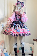 [Bunny Pastry Chef] Print Bowknot Gothic Japanese Lolita Jsk Dress 3 Colors - Product - 7