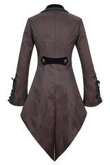 Red And Black Wavy Stripes Jacquard Long Fake Two Pieces Womens Gothic Coat - Product - 7