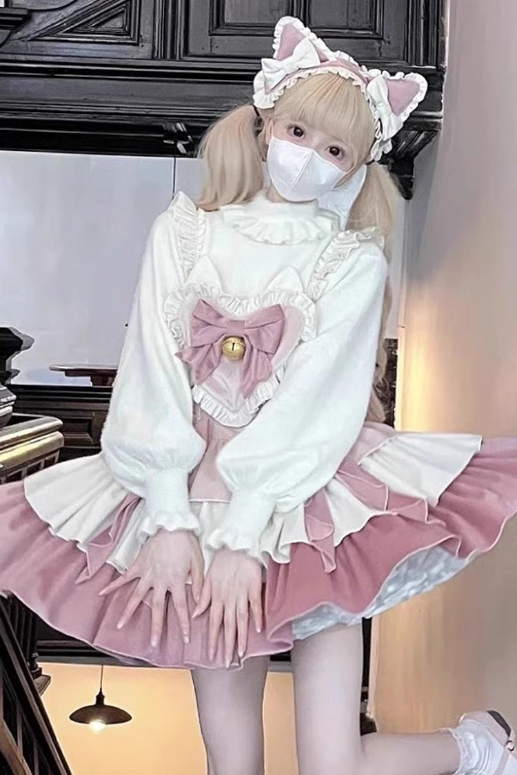 Pink Gradient Triple-Layered Ruffle Bowknot Sweet Princess Lolita Jsk Dress - Product - 3
