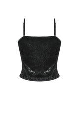 Black Women's Gothic Embossed Velvet Corset Camisole - Product - 13