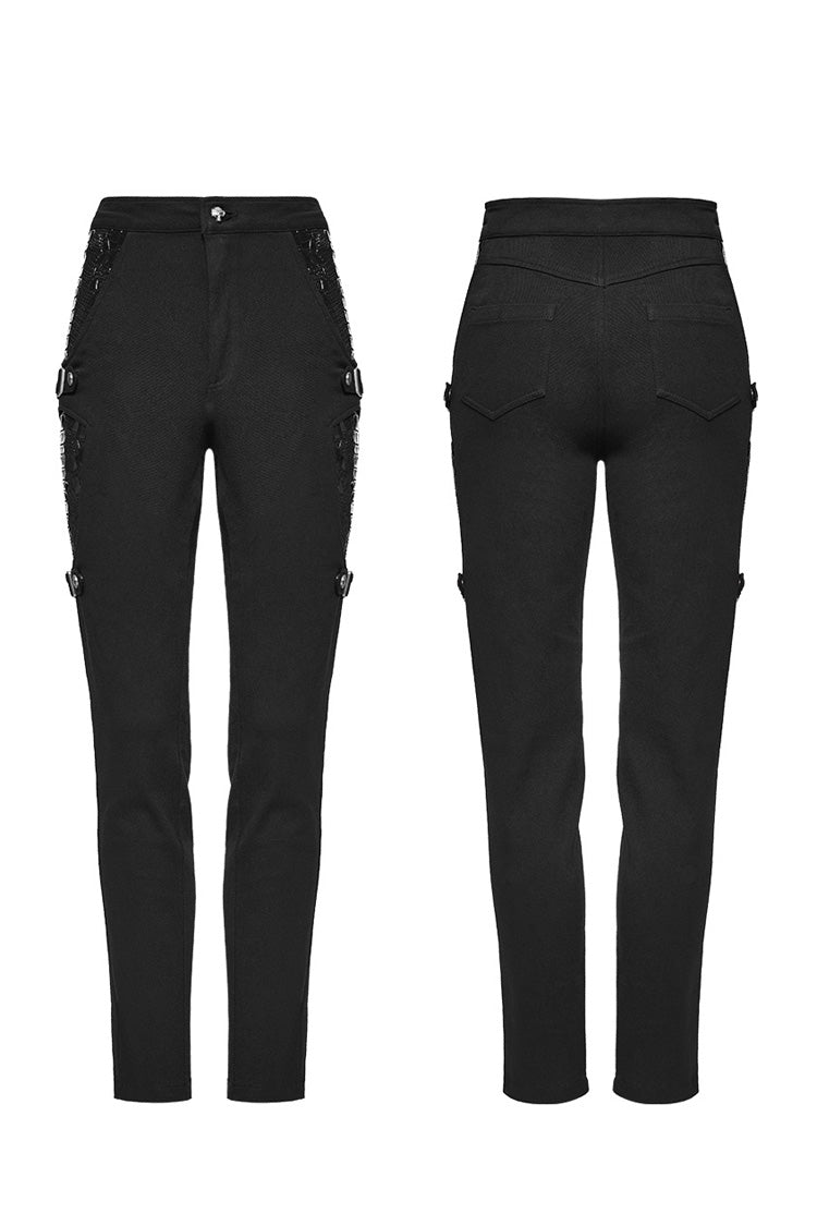 Black Patent Leather Stitching Women's Punk Pants - Product - 5