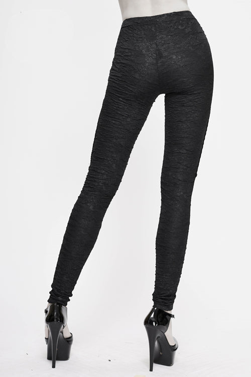Black Gothic Laced Up Sexy Knit Leggings Womens Pants - Product - 4