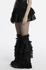 Black Multi-Layered Stitching Lace-Up Mesh Women's Punk Skirt - Product - 2