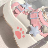 Sweet Bear Paw Print Bowknot Lolita Ankle Boots 2 Colors - Product - 2