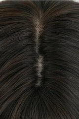 Black Brown Face-Framing Hime Cut Long Straight Wig with Full Bangs - Product - 4