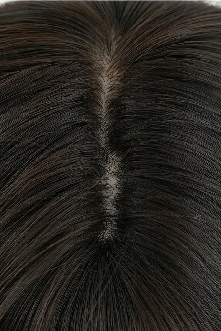 Black Brown Face-Framing Hime Cut Long Straight Wig with Full Bangs - Product - 4